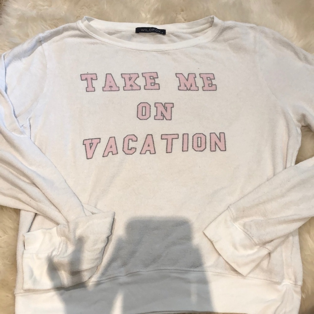 WILDFOX “Take Me On Vacation” White Sweatshirt M